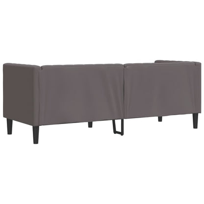 Sofá chesterfield 3 lugares couro artificial cinzento