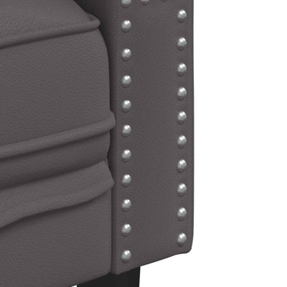 Sofá chesterfield 3 lugares couro artificial cinzento