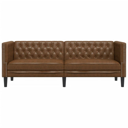 Sofá chesterfield 3 lugares camurça artificial castanho