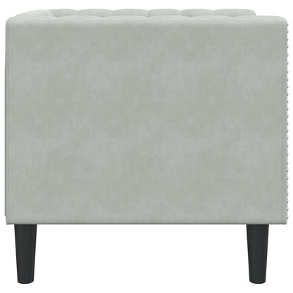 Sofá chesterfield veludo cinzento-claro