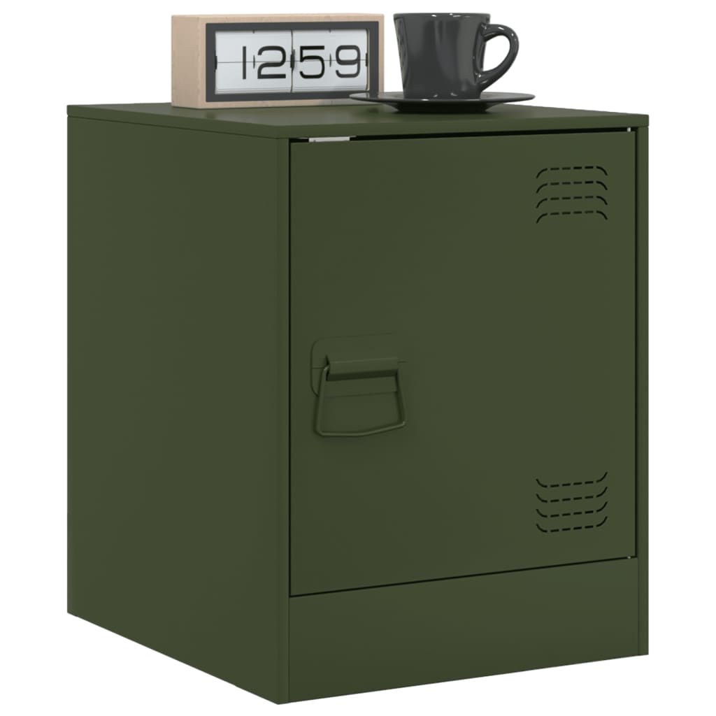 Mesa de cabeceira 34,5x39x44 cm aço verde azeitona