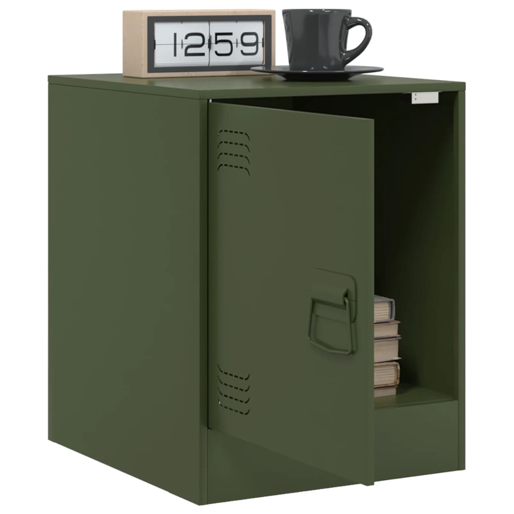 Mesa de cabeceira 34,5x39x44 cm aço verde azeitona