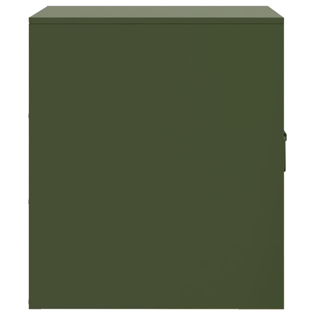 Mesa de cabeceira 34,5x39x44 cm aço verde azeitona