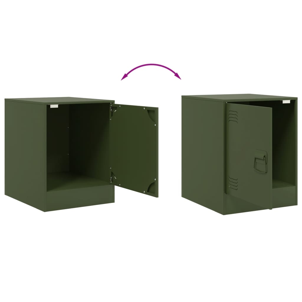 Mesa de cabeceira 34,5x39x44 cm aço verde azeitona