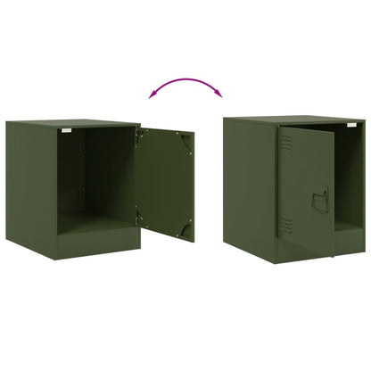 Mesa de cabeceira 34,5x39x44 cm aço verde azeitona