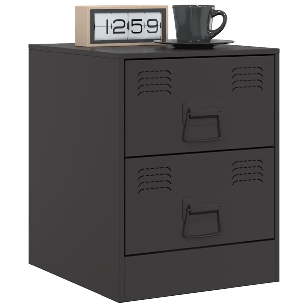 Mesas de cabeceira 2 pcs 34,5x39x44 cm aço preto