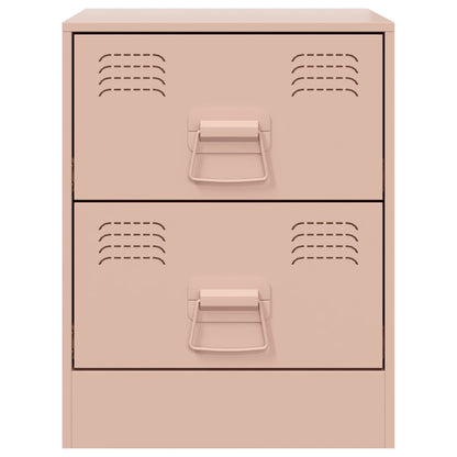 Mesas de cabeceira 2 pcs 34,5x39x44 cm aço rosa