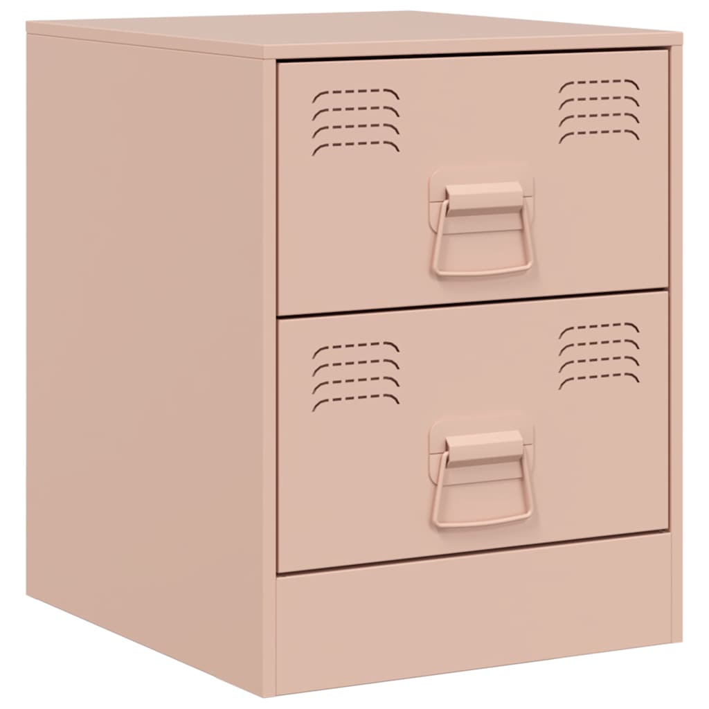 Mesas de cabeceira 2 pcs 34,5x39x44 cm aço rosa