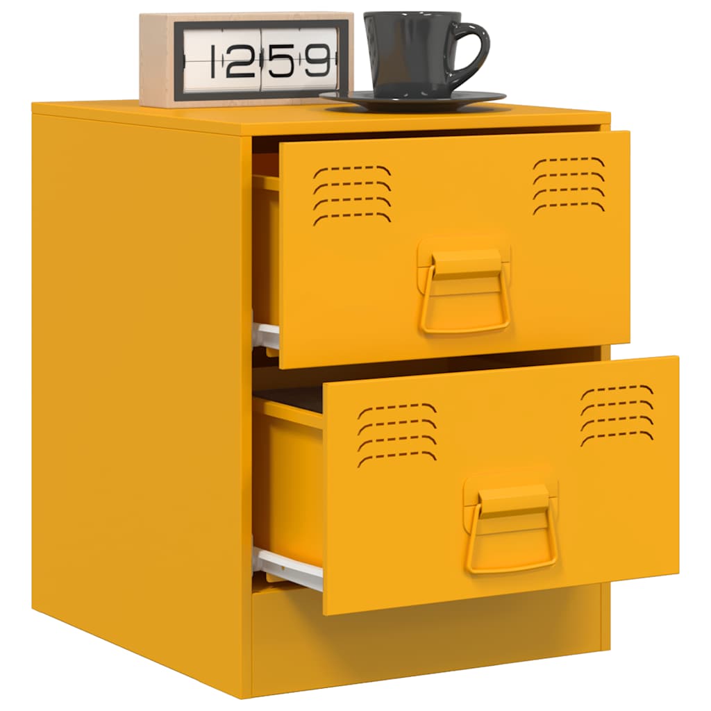 Mesas de cabeceira 2 pcs 34,5x39x44 cm aço amarelo