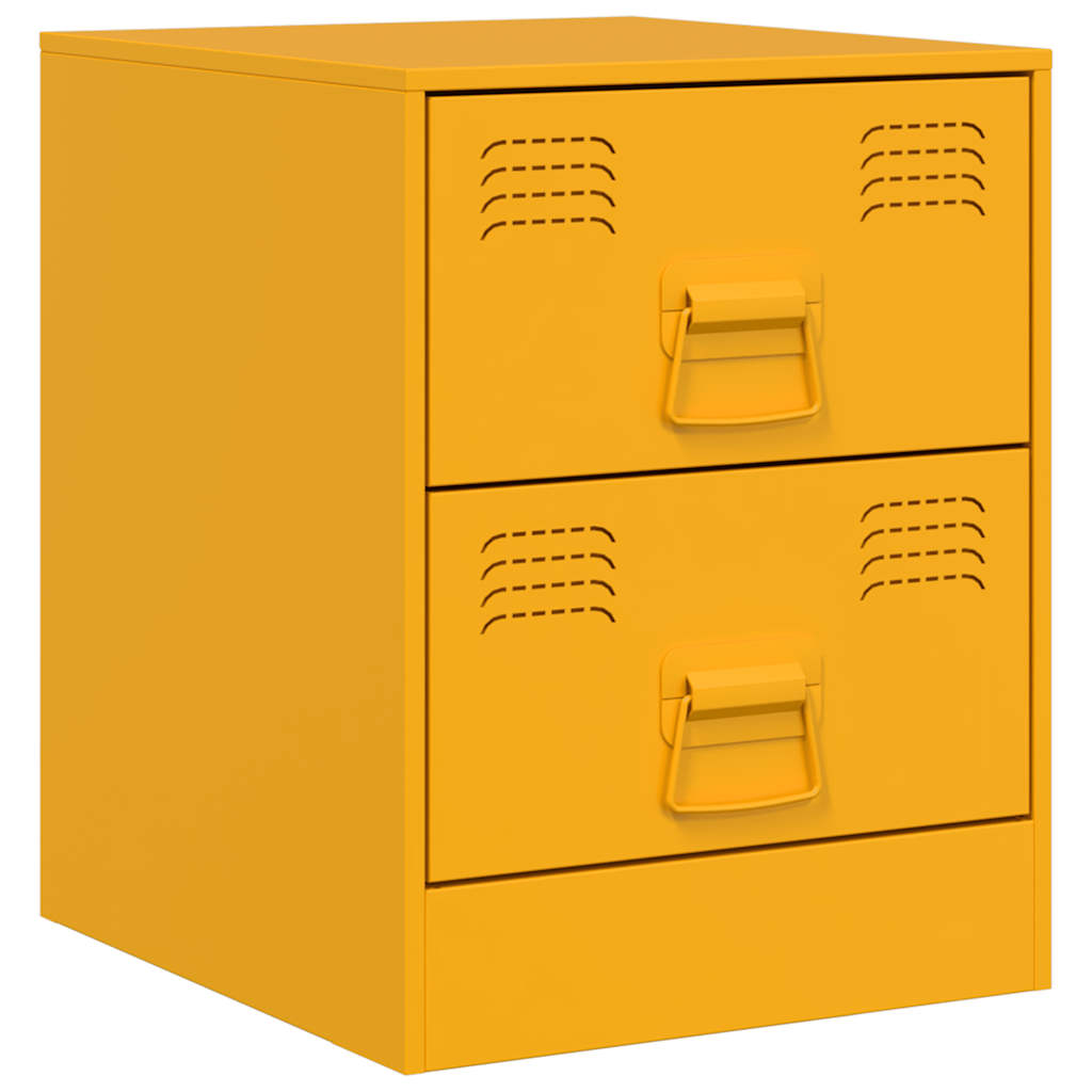 Mesas de cabeceira 2 pcs 34,5x39x44 cm aço amarelo