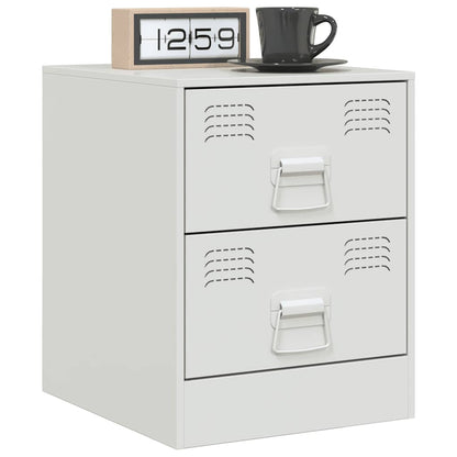 Mesas de cabeceira 2 pcs 34,5x39x44 cm aço branco