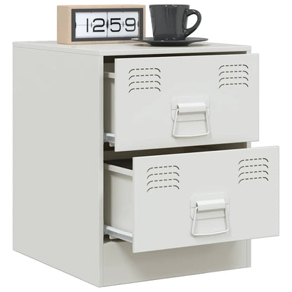 Mesas de cabeceira 2 pcs 34,5x39x44 cm aço branco