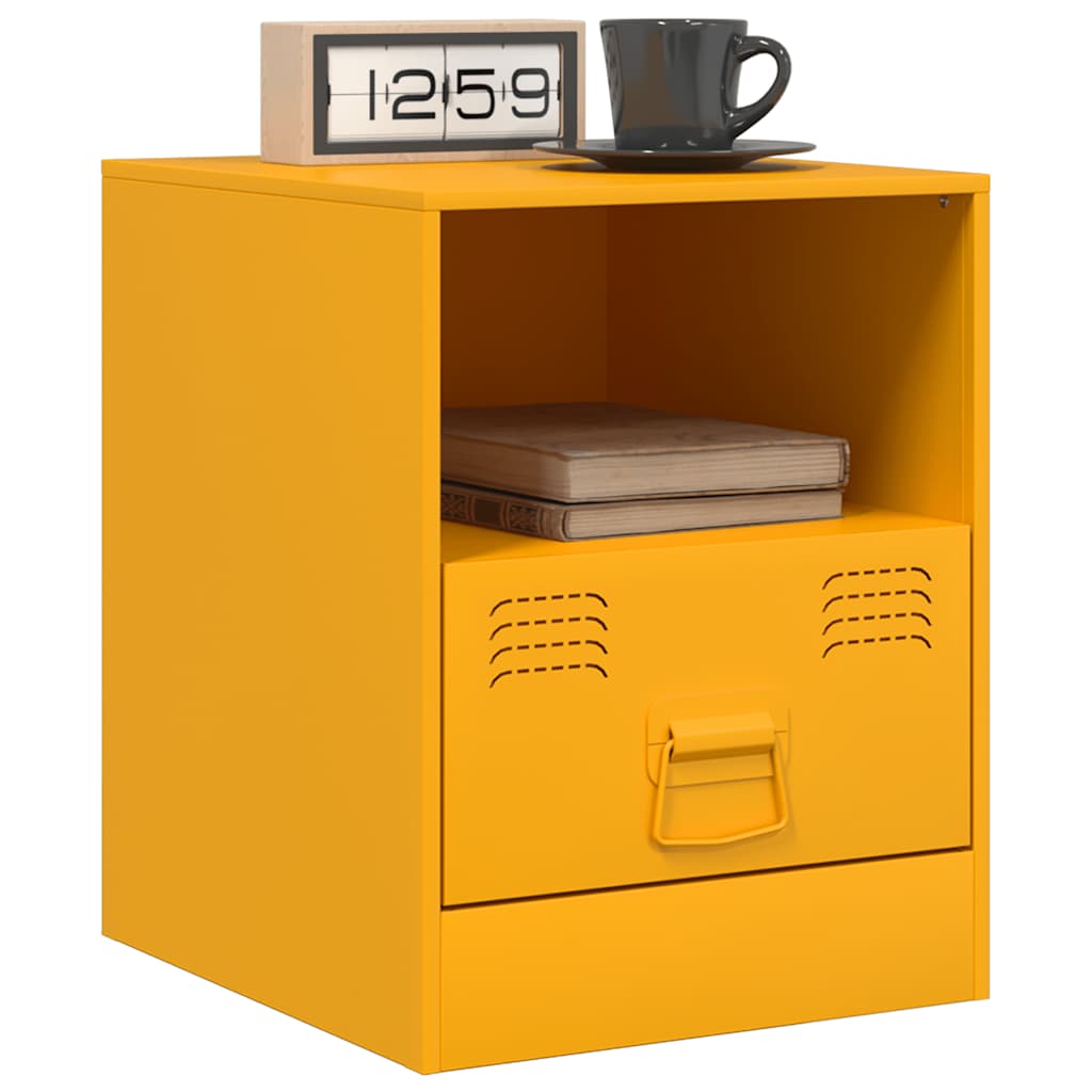 Mesa de cabeceira 34,5x39x44 cm aço amarelo mostarda