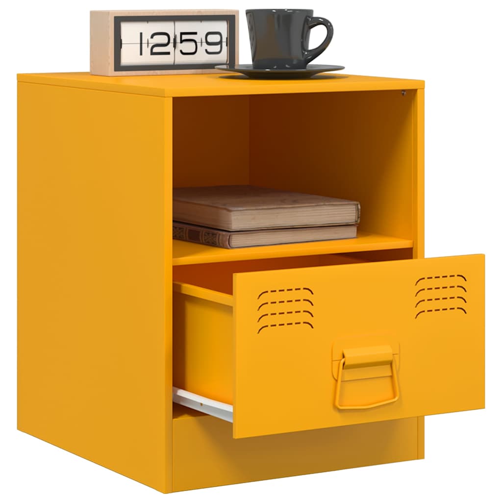 Mesa de cabeceira 34,5x39x44 cm aço amarelo mostarda