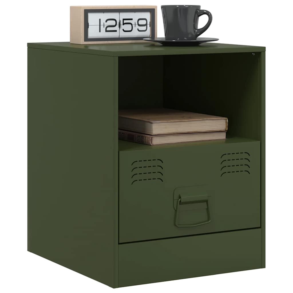 Mesa de cabeceira 34,5x39x44 cm aço verde azeitona