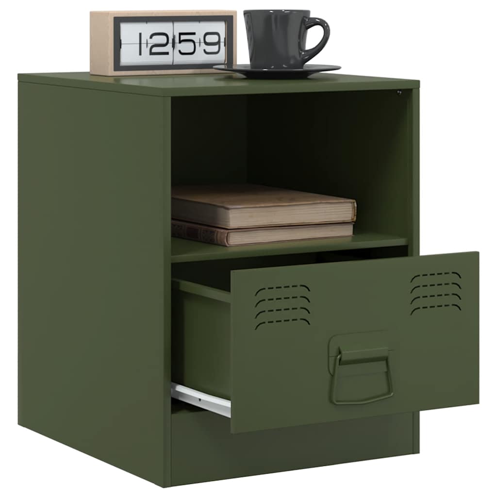 Mesa de cabeceira 34,5x39x44 cm aço verde azeitona
