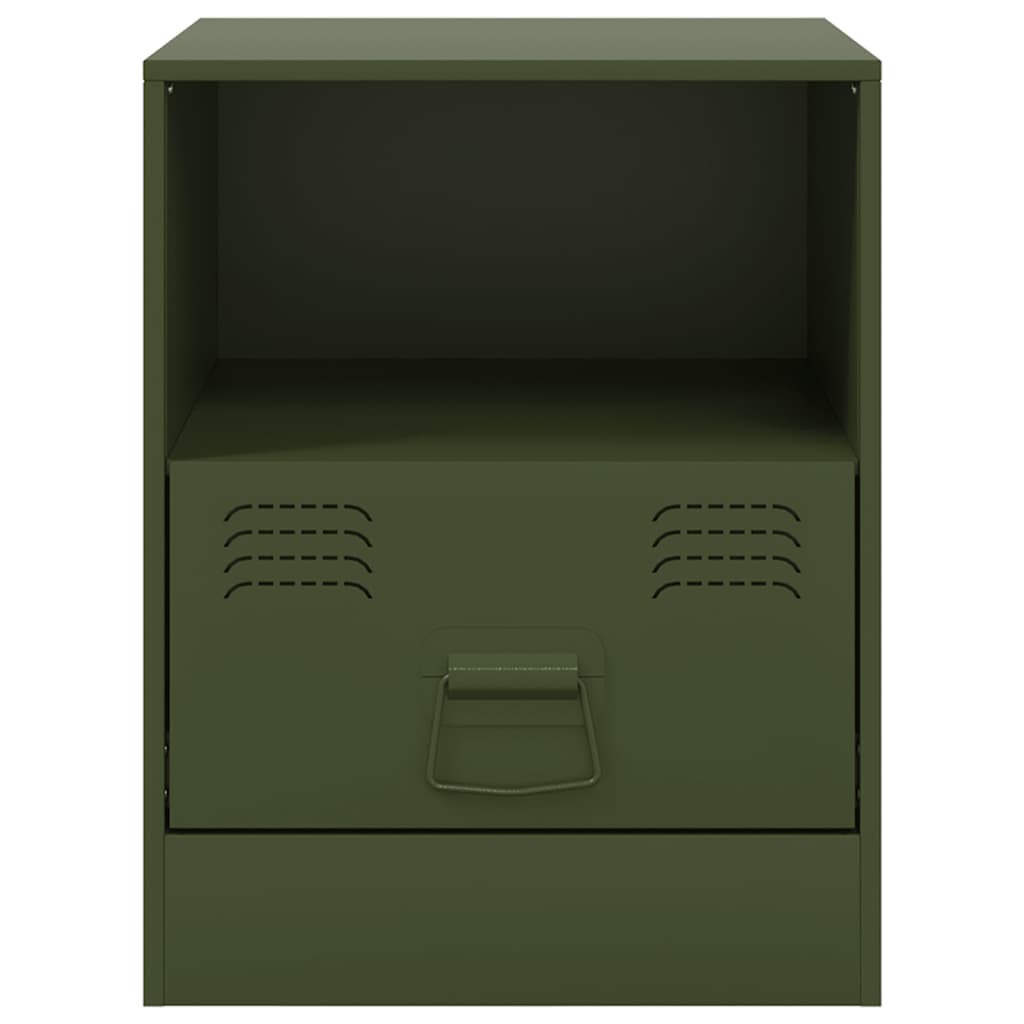 Mesa de cabeceira 34,5x39x44 cm aço verde azeitona
