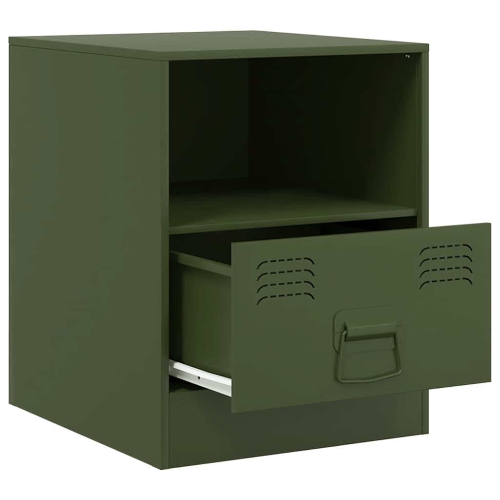 Mesa de cabeceira 34,5x39x44 cm aço verde azeitona