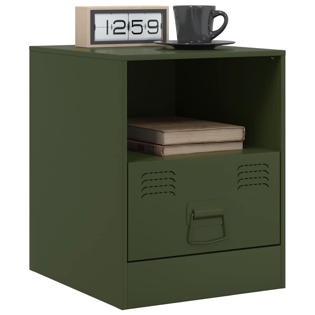 Bedside tables 2 pcs 34.5x39x44 cm olive green steel