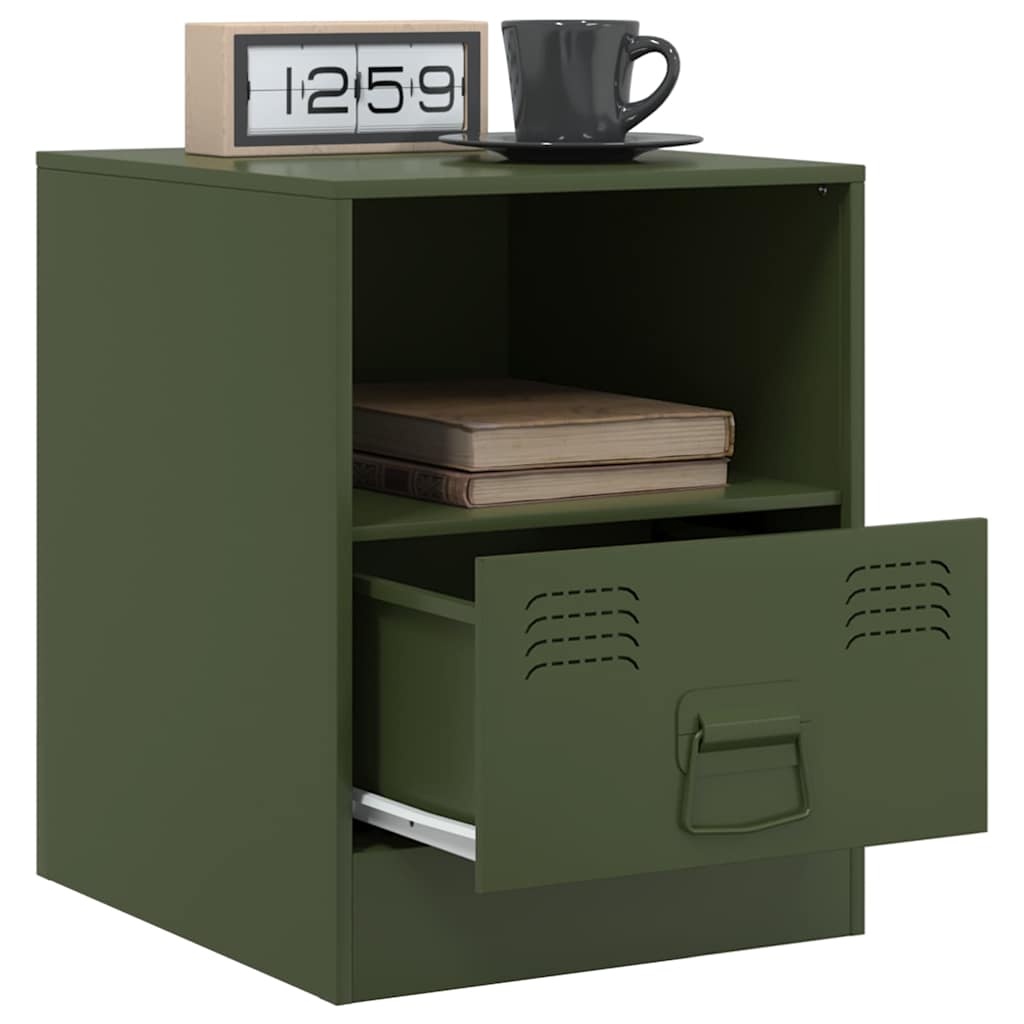 Bedside tables 2 pcs 34.5x39x44 cm olive green steel