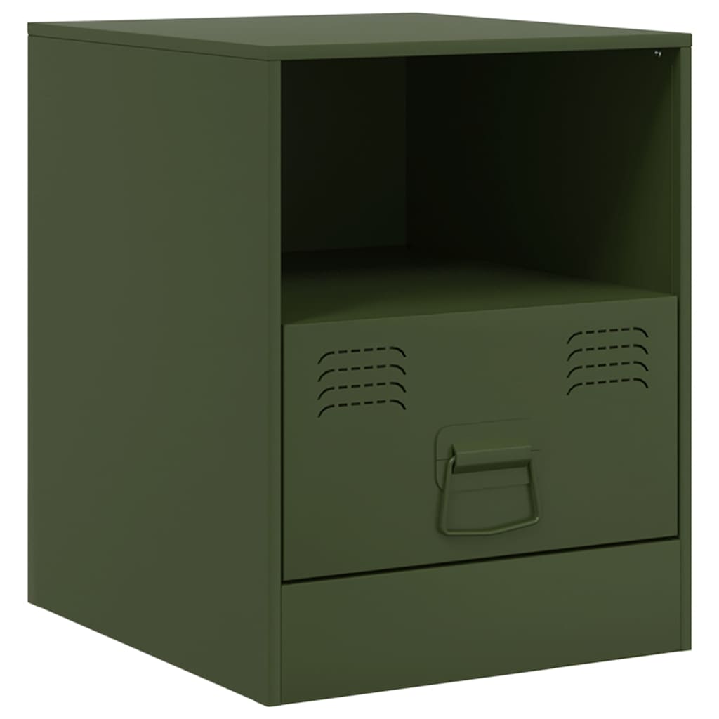 Bedside tables 2 pcs 34.5x39x44 cm olive green steel