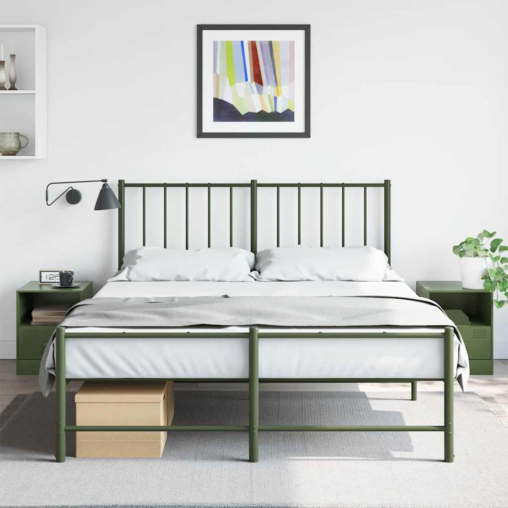 Bedside tables 2 pcs 34.5x39x44 cm olive green steel