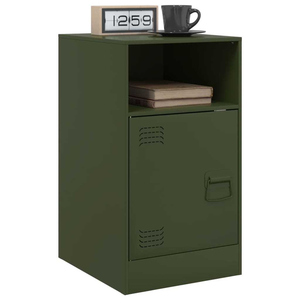 Mesa de cabeceira 34,5x39x62 cm aço verde azeitona