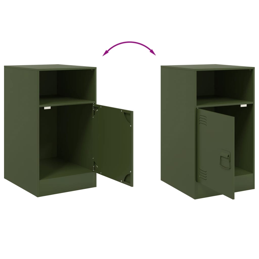 Mesa de cabeceira 34,5x39x62 cm aço verde azeitona