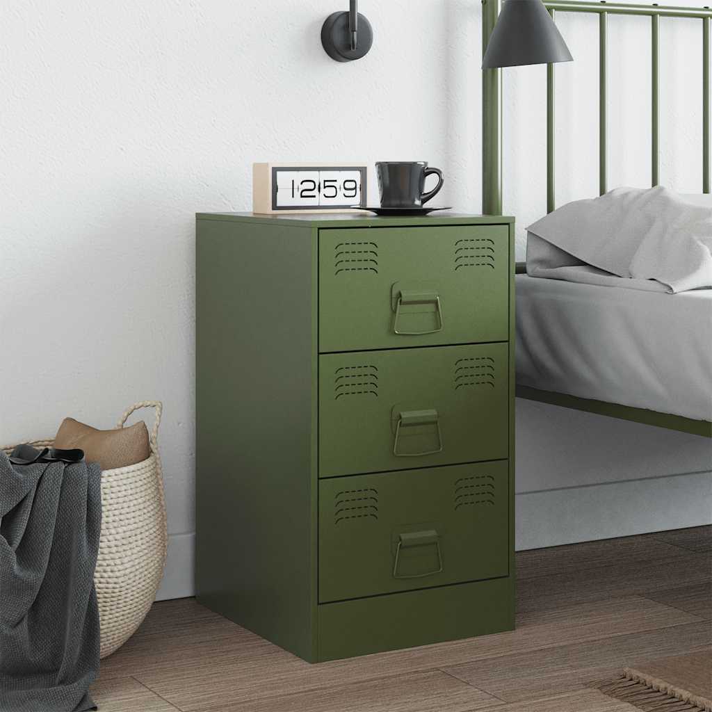 Bedside table 34.5x39x62 cm olive green steel