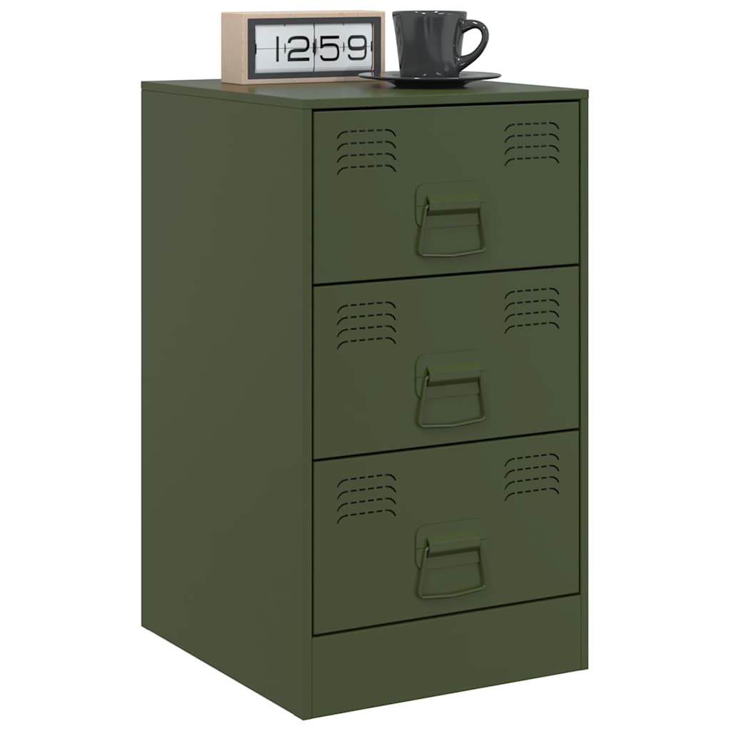 Bedside table 34.5x39x62 cm olive green steel