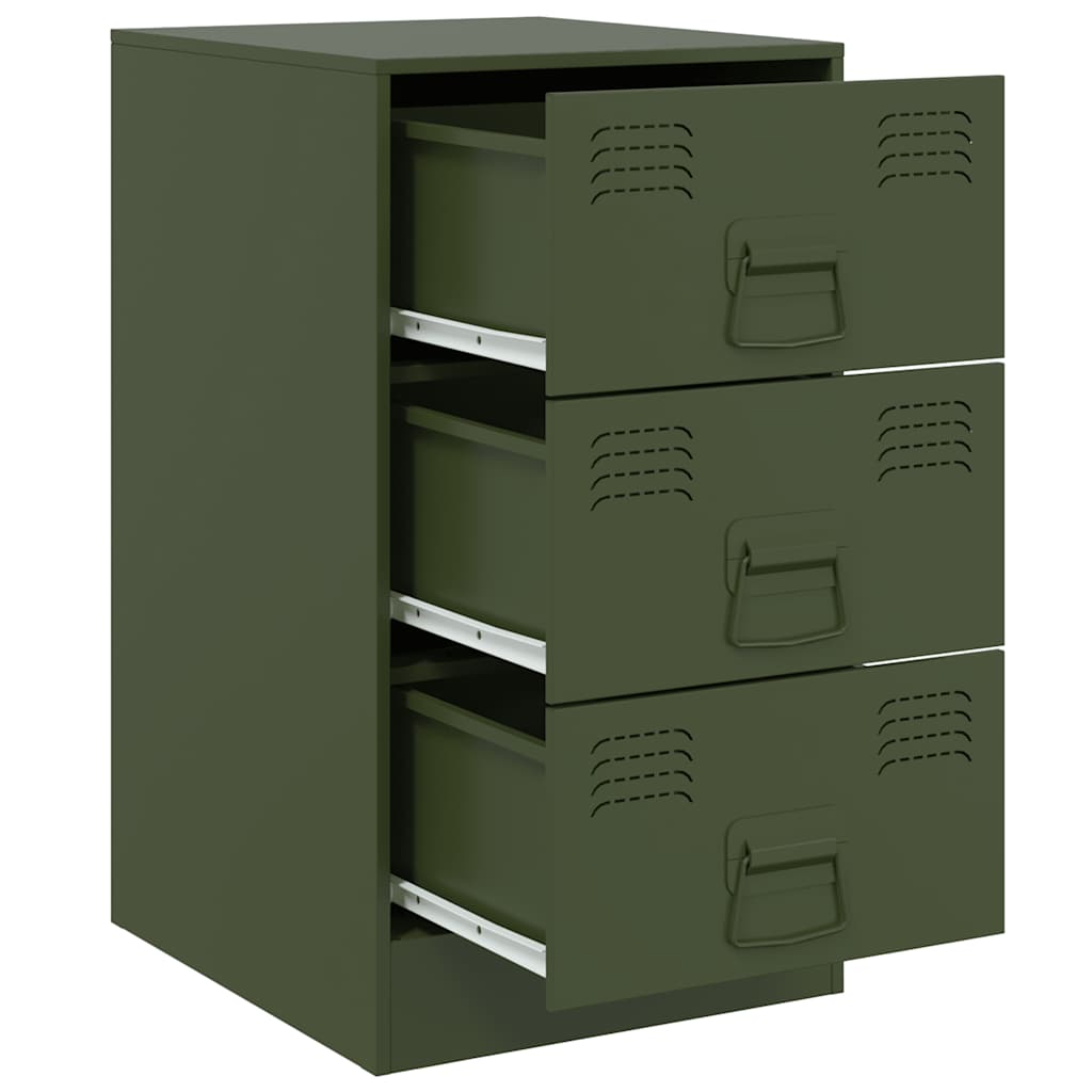 Bedside table 34.5x39x62 cm olive green steel