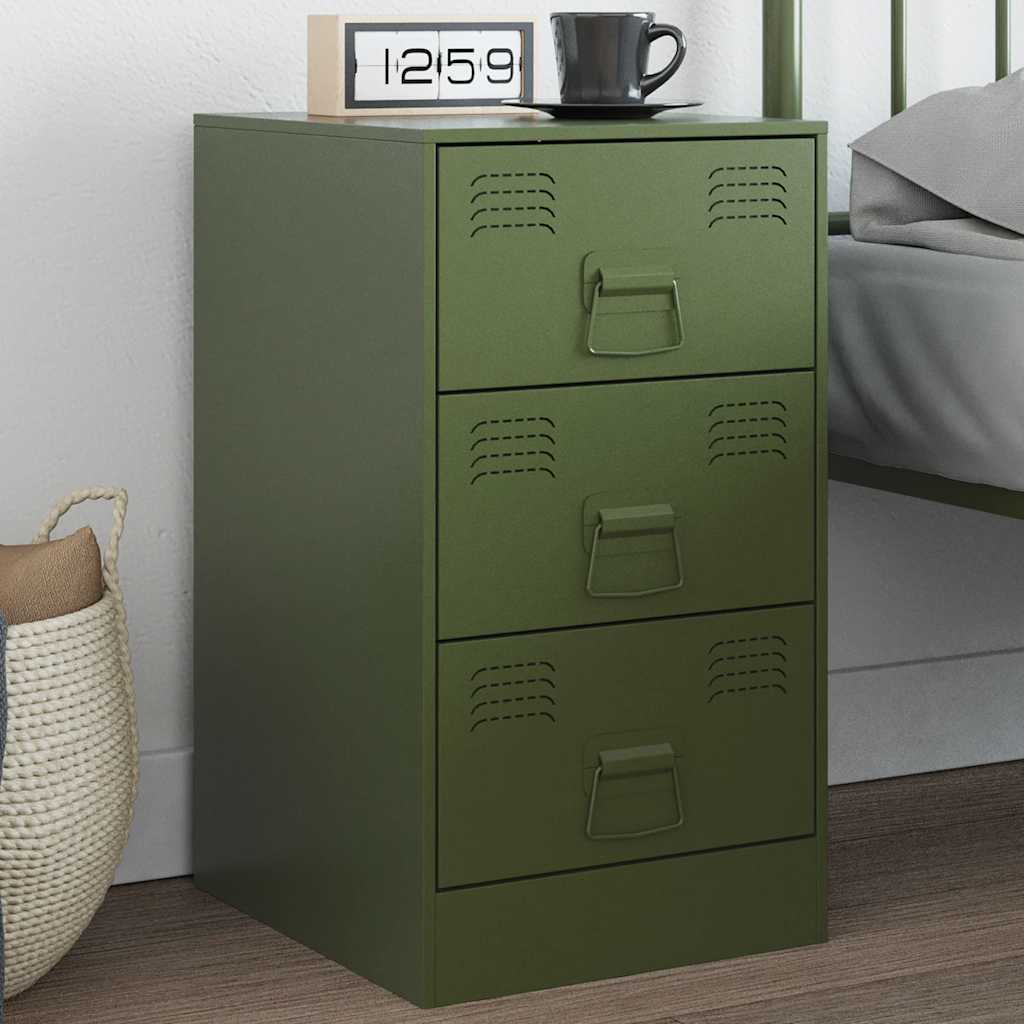 Bedside table 34.5x39x62 cm olive green steel