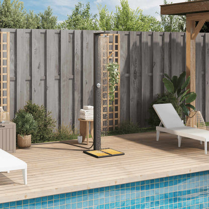 Outdoor shower 50x55x224 cm PE wicker/acacia wood black