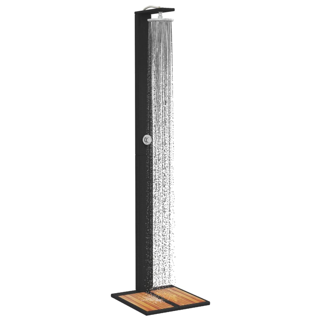 Outdoor shower 50x55x224 cm PE wicker/acacia wood black