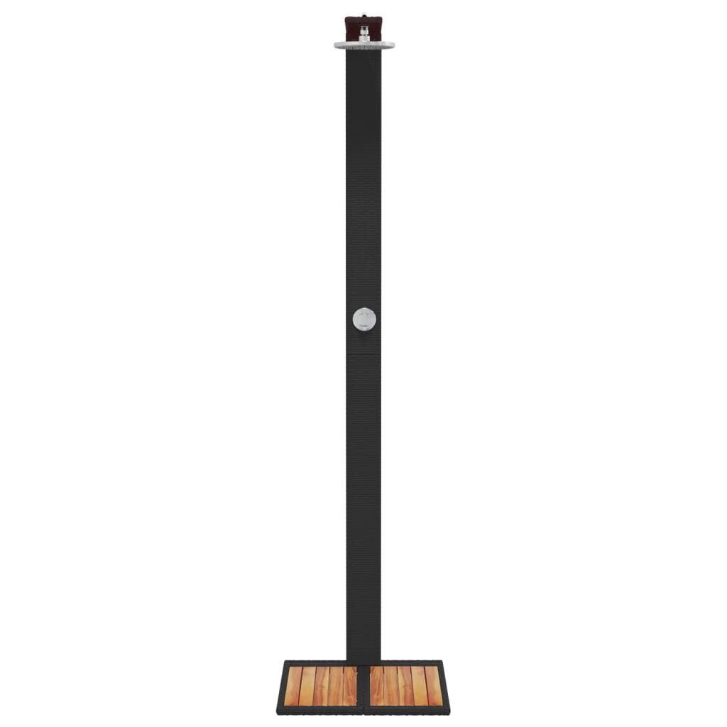 Outdoor shower 50x55x224 cm PE wicker/acacia wood black