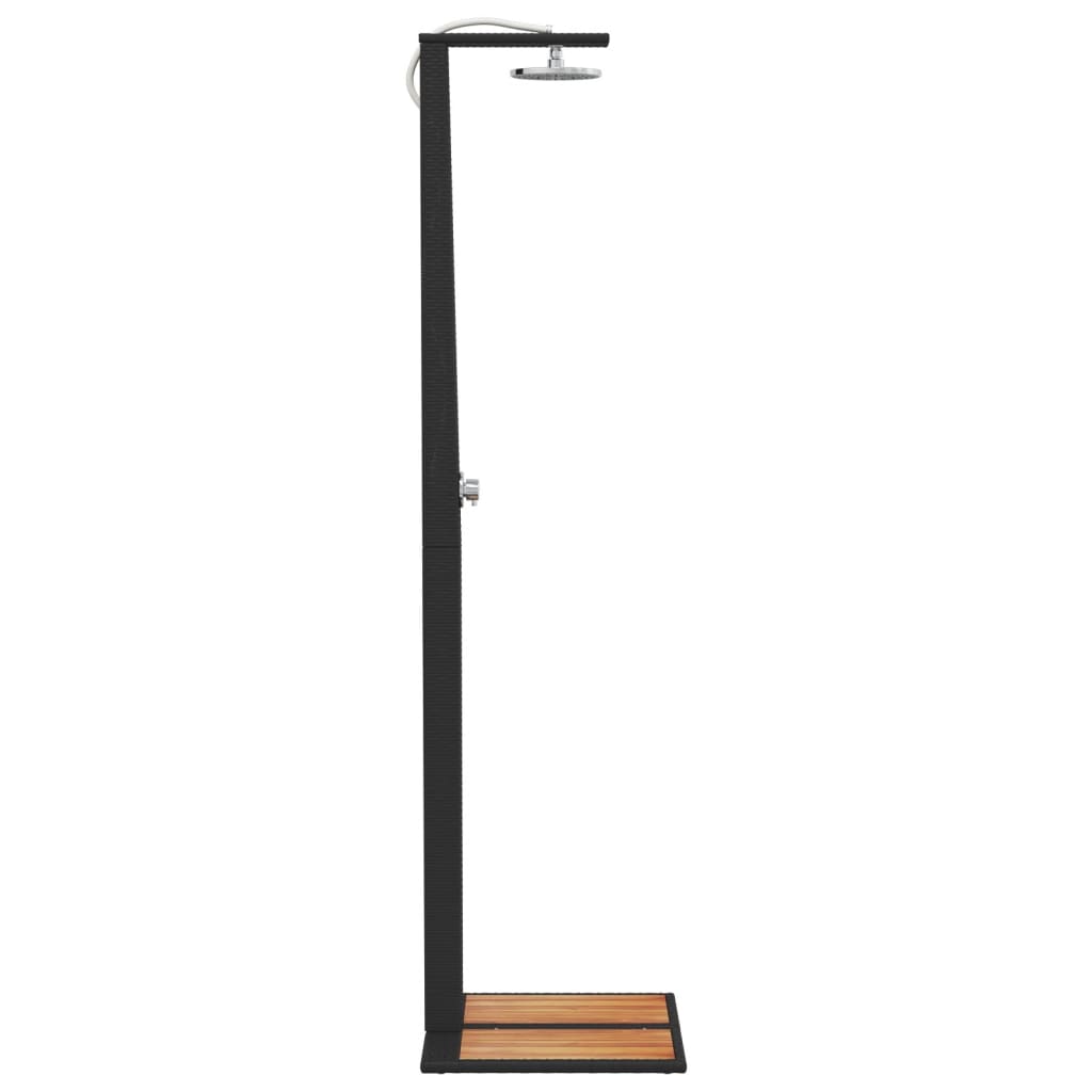 Outdoor shower 50x55x224 cm PE wicker/acacia wood black