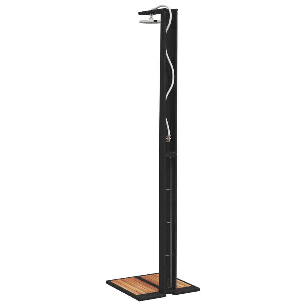 Outdoor shower 50x55x224 cm PE wicker/acacia wood black