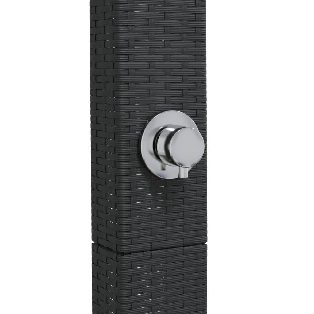 Outdoor shower 50x55x224 cm PE wicker/acacia wood black