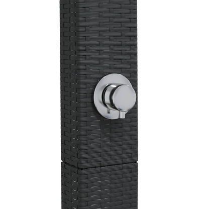 Outdoor shower 50x55x224 cm PE wicker/acacia wood black