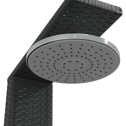 Outdoor shower 50x55x224 cm PE wicker/acacia wood black