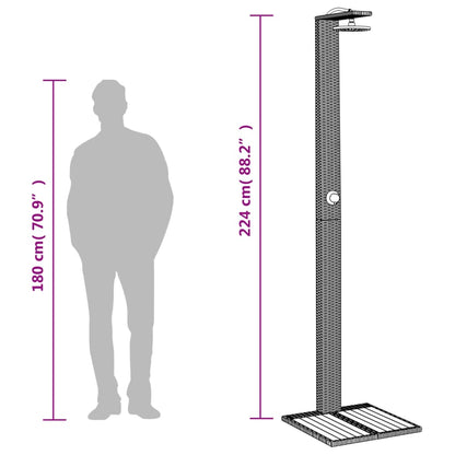 Outdoor shower 50x55x224 cm PE wicker/acacia wood black