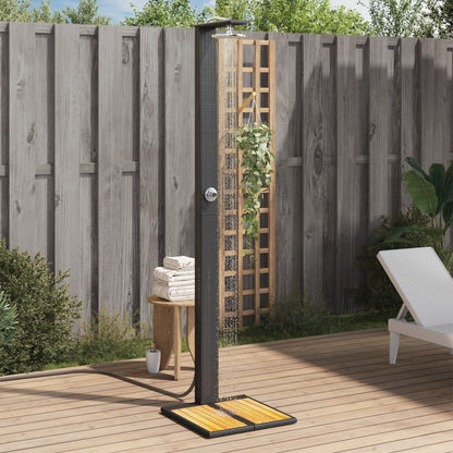 Outdoor shower 50x55x224 cm PE wicker/acacia wood black