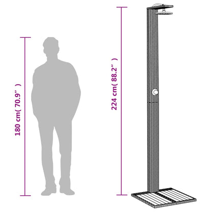 Outdoor shower 50x55x224 cm PE wicker/acacia wood grey