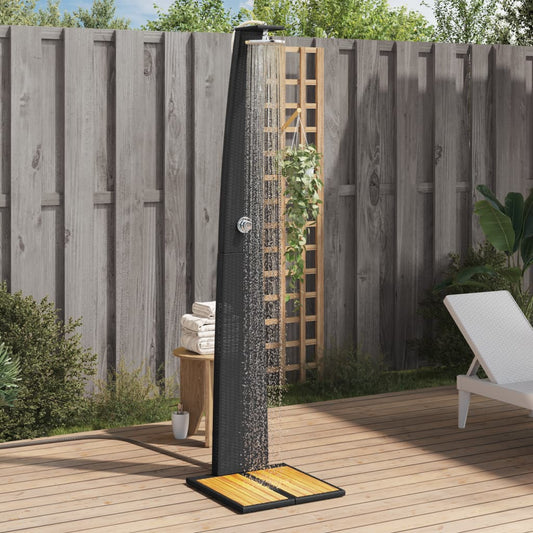 Outdoor shower 55x60x224 cm PE wicker/acacia wood black