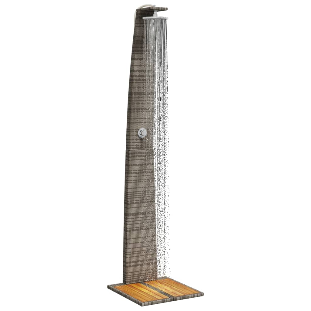 Outdoor shower 55x60x224 cm PE wicker/grey acacia wood