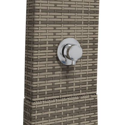 Outdoor shower 55x60x224 cm PE wicker/grey acacia wood