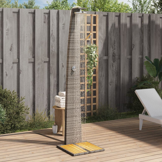 Outdoor shower 55x60x224 cm PE wicker/grey acacia wood