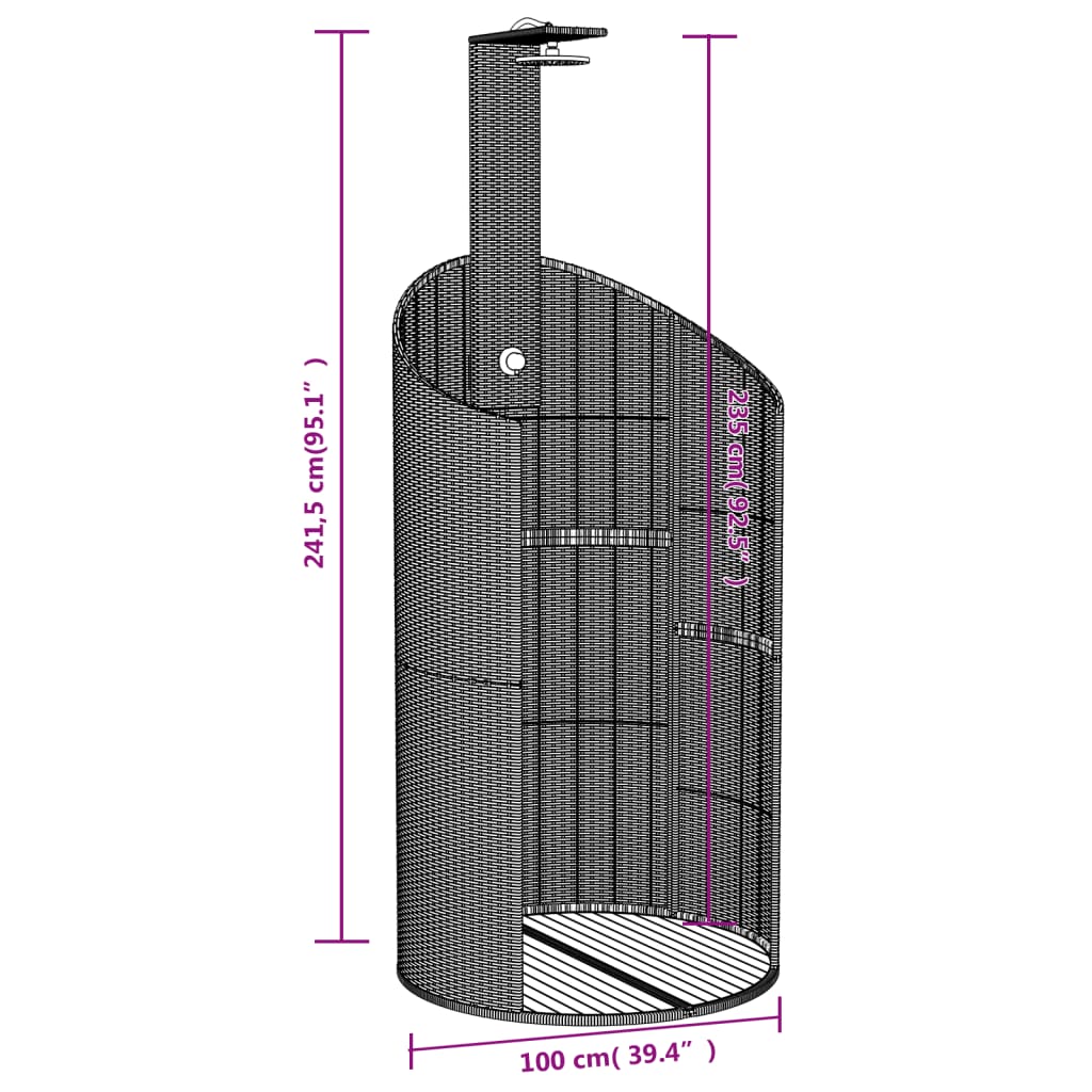 Outdoor shower 100x100x241.5 cm PE wicker/grey acacia wood