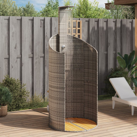 Outdoor shower 100x100x241.5 cm PE wicker/grey acacia wood