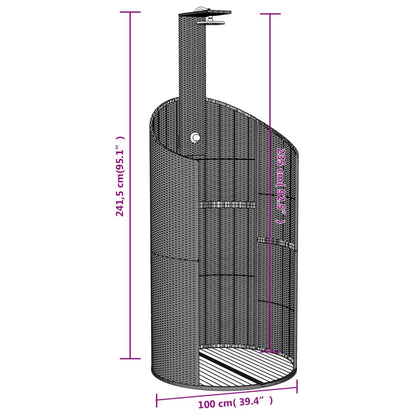 Outdoor shower 100x100x241.5 cm PE wicker/acacia wood beige